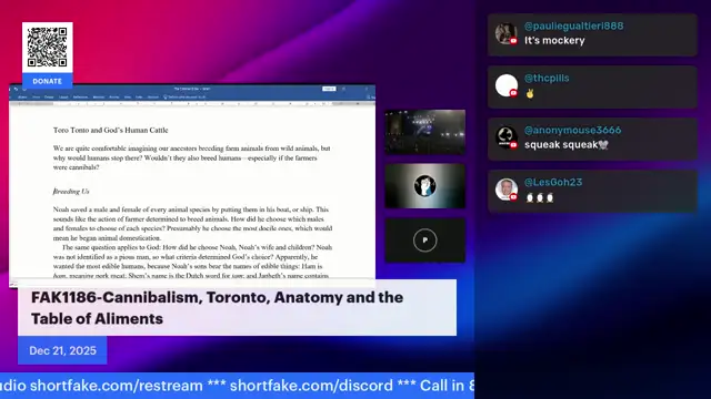 FAK1186-Cannibalism, Toronto, Anatomy and the Table of Aliments