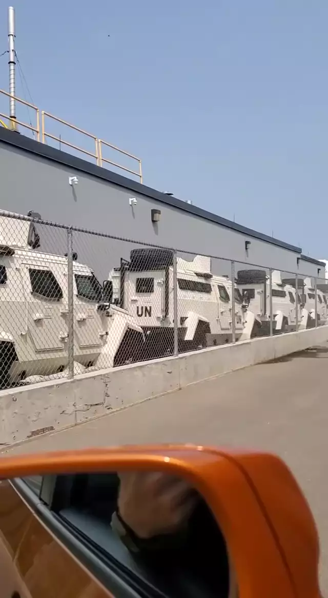 UN military vehicles at Apotex in Toronto