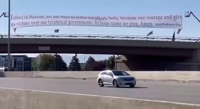 The Utah patriots put up this giant banner over I-15 in Northern Utah